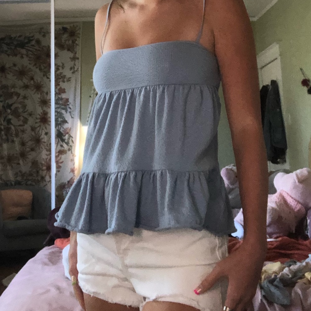 Baby blue urban outfitters peplum tank
